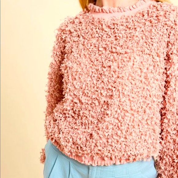 WISHLIST Soft Pink Popcorn Ruffle Mock Top M/L NEW - Picture 2 of 9